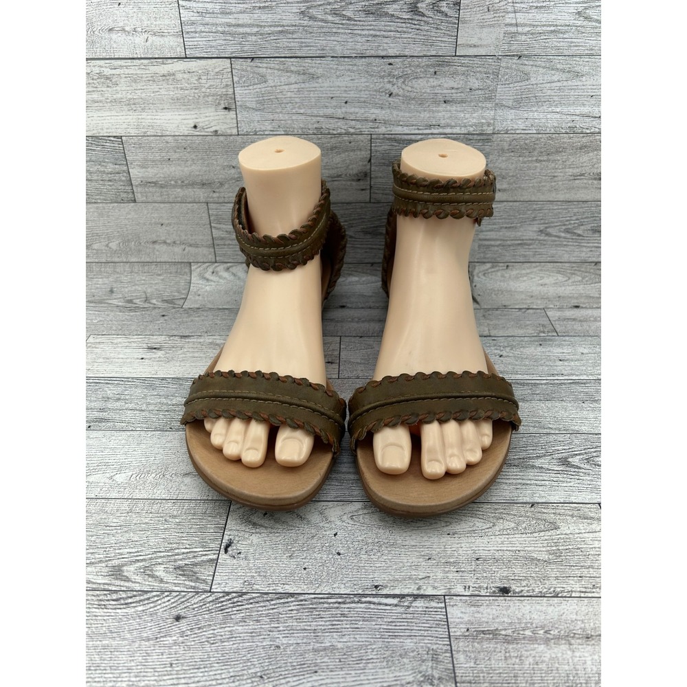 Pikolinos Olive Green Leather Whipstitch Ankle Strap Sandals Women EU 42 US 11.5